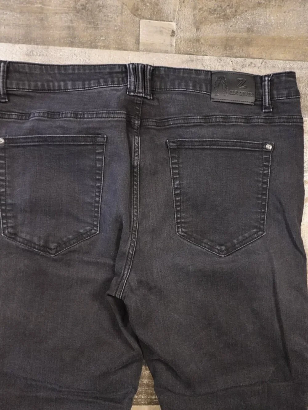 ZLZ Denim‎ Biker Jeans Men’s 38 Black Skinny Moto Zip Pocket Stretch Pants